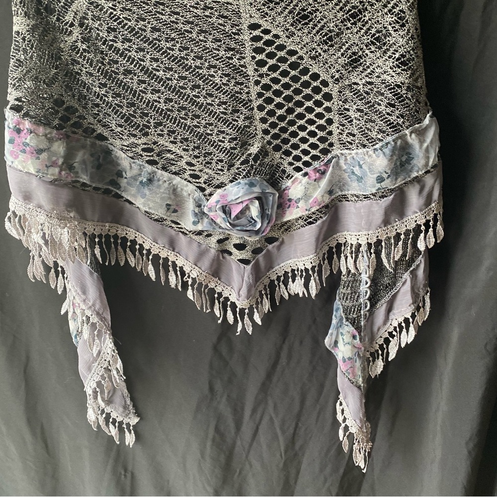 Triangle Scarf Shawl Sheer Embellished Perfect for Prom Wedding Travel!! Vintage - Picture 8 of 11